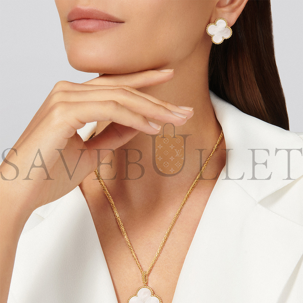 V*N CL*F arpels magic alhambra earrings - yellow gold, mother-of-pearl vcara43700